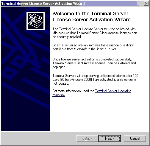 Активация сервера терминалов (Terminal Services) в Windows Server 2000/2003