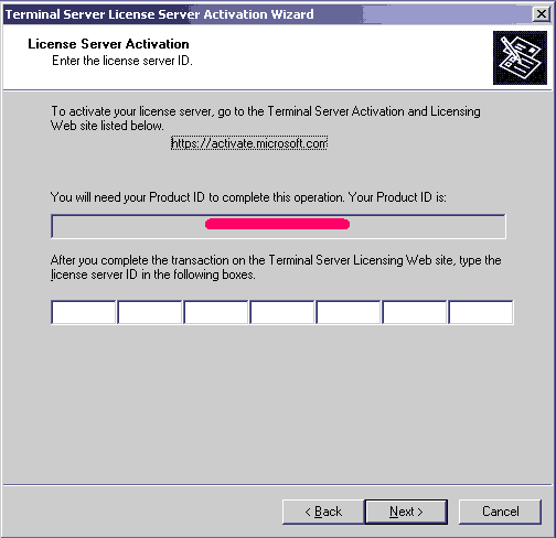 Activate Terminal Server 2003